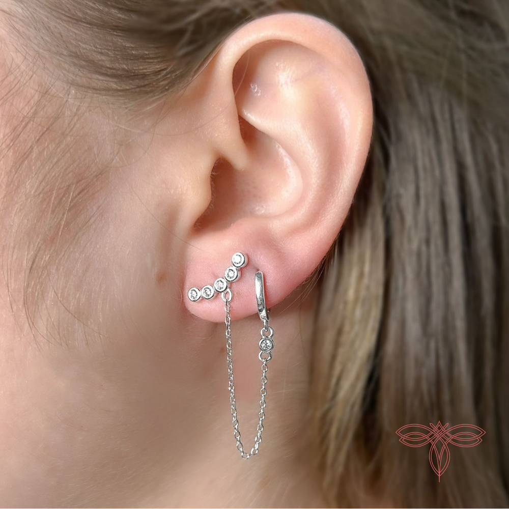 Brinco Piercing 2 em 1 zircônia