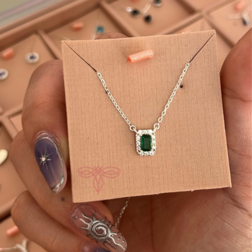Colar Esmeralda Feminino Quadrado